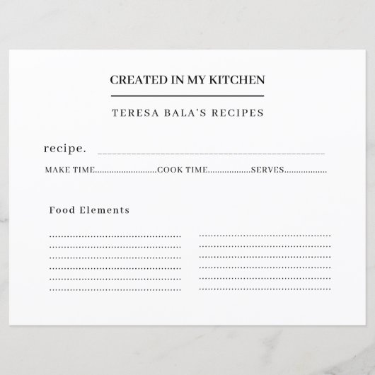 Papier Conception de recette moderne de ma cuisine (Devant)
