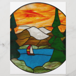 Papier Conception de vitrail de voilier sur un lac de mon