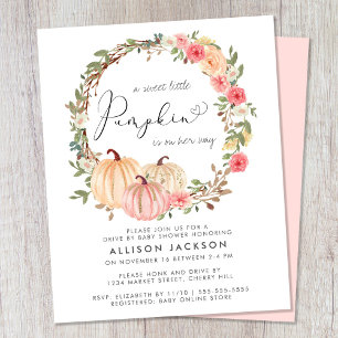 Papier Conduite Par Citrouille Floral Girl Baby shower In