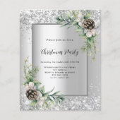 Papier Cônes d'argent vert Noël invitation (Devant)