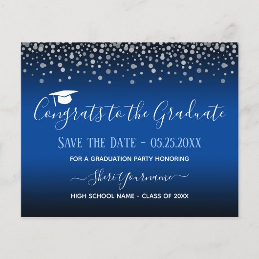 Papier Confetti Graduation Party Enregistrer la date Invi (Devant)