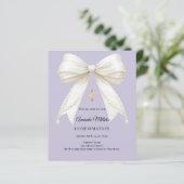 Papier Confirmation bow ivory pearls lavender invitation (Debout devant)