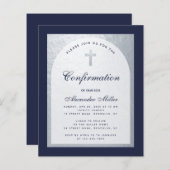 Papier Confirmation Budget Marine Blue Silver Invitation (Devant / Derrière)