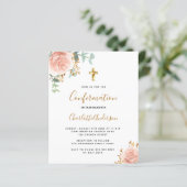 Papier Confirmation budgétaire eucalyptus bleu rose flora (Debout devant)