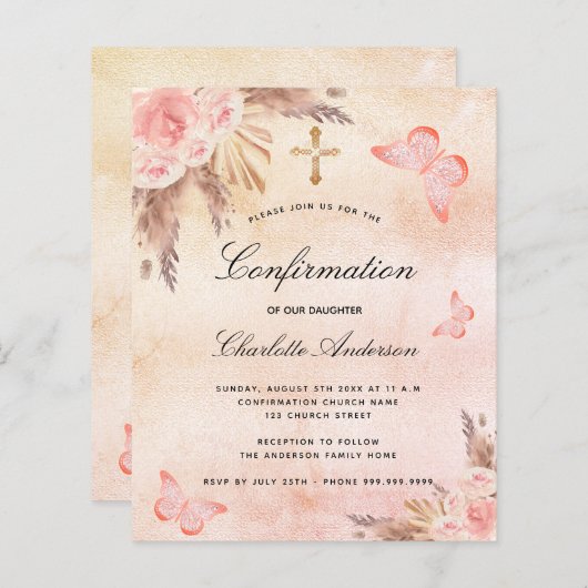 Papier Confirmation budgétaire papillon broussailleux pam (Devant / Derrière)