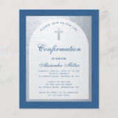 Papier Confirmation Classic Blue Silver Budget Invitation (Devant)