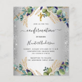 Papier Confirmation d'argent eucalyptus vert invitation (Devant)