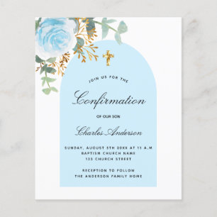 Papier Confirmation de budget eucalyptus bleu garçon flor