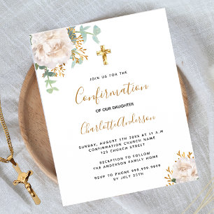 Papier Confirmation de budget floral blanc eucalyptus