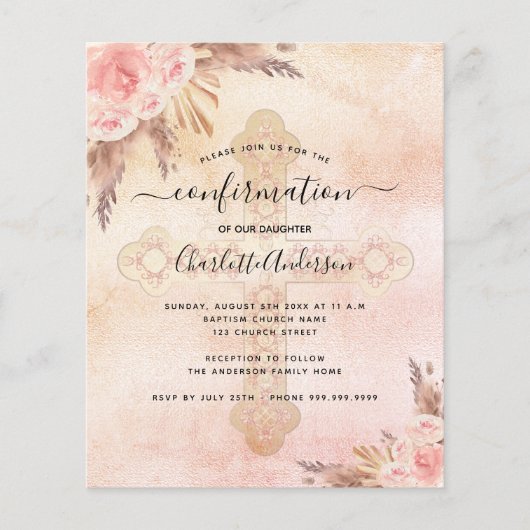 Papier Confirmation de budget herbe de pampa rose fuchsia (Devant)