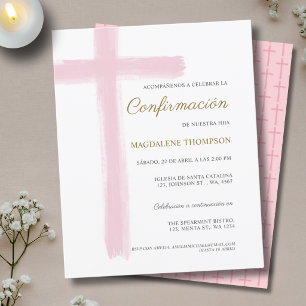 Papier Confirmation de fille rose budgétaire Confirmacion