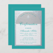Papier Confirmation du budget Invitation Turquoise Argent (Devant / Derrière)
