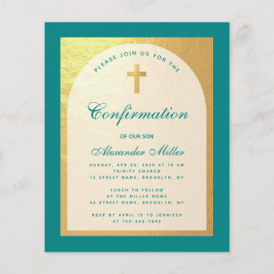 Papier Confirmation du budget Turquoise Arc Faux Gold Inv