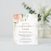 Papier Confirmation eucalyptus invitation florale rose (Debout devant)
