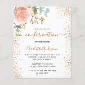 Papier Confirmation eucalyptus invitation florale rose (Devant)