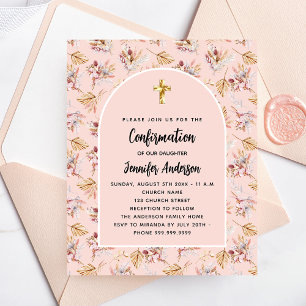 Papier Confirmation pampas rose floral invitation