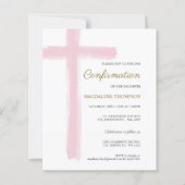 Papier Confirmation Simple Budget Rose Croix Fille (Devant)