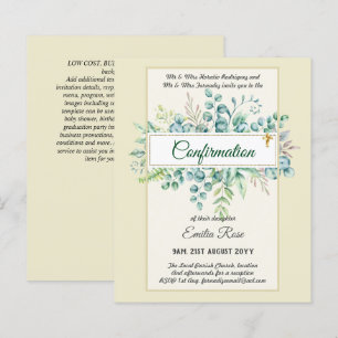 Papier CONFIRMATION VERDOYÈRE Invitation Moderne Double f