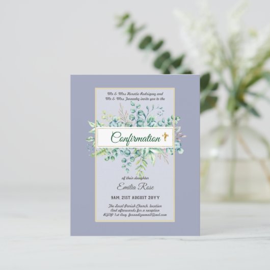 Papier CONFIRMATION VERDOYÈRE Invitation Moderne Double f (Debout devant)