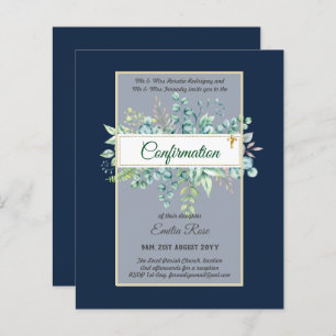 Papier CONFIRMATION VERDOYÈRE Invitation Moderne Double f