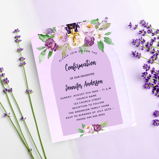 Papier Confirmation violet violet fille budget invitation