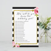 Papier Connais-tu bien la fille d'anniversaire Game (Debout devant)