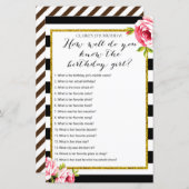 Papier Connais-tu bien la fille d'anniversaire Game (Devant / Derrière)