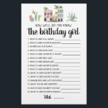 Papier Connais-Tu Bien Le Jeu Anniversaire De Fille<br><div class="desc">Achetez ce thème de voyage modifiable Trivia jeu et profitez de haute qualité Comment bien connaissez-vous la carte fille anniversaire pour votre événement! C'est un modèle de jeu,  Vous pouvez changer les questions comme vous le souhaitez! Aquarelle de voyage thème design.</div>