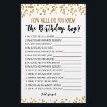 Papier Connais-tu bien le jeu de garçon Anniversaire ?<br><div class="desc">Achetez ce jeu éditable et profitez de la haute qualité Que savez-vous bien la carte garçon Anniversaire pour votre événement! C'est un modèle de jeu,  Vous pouvez changer les questions comme vous le souhaitez! Confetti d'or.</div>