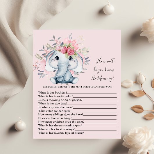 Papier Connais-tu bien maman Baby shower Game