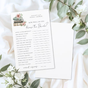 Papier Connaissez la mariée Livre Jeu de Salle de Fête de