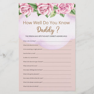 Papier Connaissez-Vous Bien Le Baby shower De Fille Papa