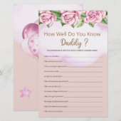 Papier Connaissez-Vous Bien Le Baby shower De Fille Papa  (Devant / Derrière)