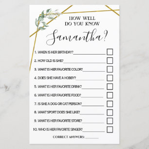 Papier Connaissez-vous bien le jeu de douche nuptiale bil