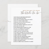 Papier Connaissez-vous bien le jeu de Fête des mariées de (Devant / Derrière)