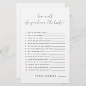 Papier Connaissez-Vous Bien Le Jeu De Fête des mariées De (Devant / Derrière)