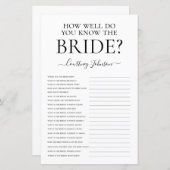 Papier Connaissez-Vous Bien Le Jeu De Fête des mariées De (Devant / Derrière)