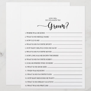Papier Connaissez-vous bien le jeu de Fête des mariées Gr