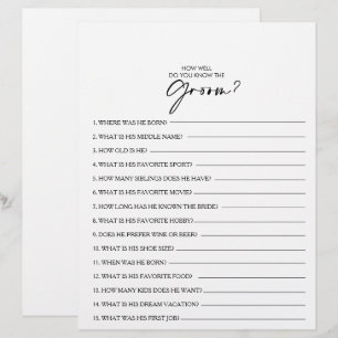 Papier Connaissez-vous bien le jeu de Fête des mariées Gr
