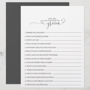 Papier Connaissez-vous bien le jeu de Fête des mariées Gr