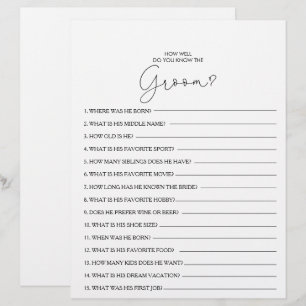 Papier Connaissez-vous bien le jeu de Fête des mariées Gr