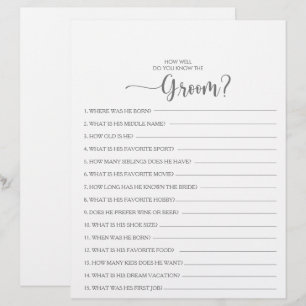 Papier Connaissez-vous bien le jeu de Fête des mariées Gr