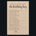 Papier Connaissez-Vous Bien Le Jeu De Garçon Anniversaire<br><div class="desc">Achetez ce jeu monochrome modifiable et profitez de la haute qualité Anniversaire Trivia Comment connaissez-vous bien la carte garçon d'anniversaire pour votre événement! C'est un modèle de jeu,  Vous pouvez changer les questions comme vous le souhaitez! Conception papier Kraft.</div>