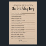 Papier Connaissez-Vous Bien Le Jeu De Garçon Anniversaire<br><div class="desc">Achetez ce jeu monochrome modifiable et profitez de la haute qualité Anniversaire Trivia Comment connaissez-vous bien la carte garçon d'anniversaire pour votre événement! C'est un modèle de jeu,  Vous pouvez changer les questions comme vous le souhaitez! Conception papier Kraft.</div>