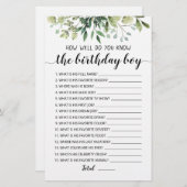 Papier Connaissez-Vous Bien Le Jeu De Garçon Anniversaire (Devant / Derrière)