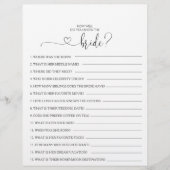 Papier Connaissez-vous bien le jeu de la Fête des mariées (Devant)