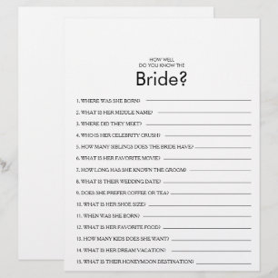 Papier Connaissez-vous bien le jeu de la Fête des mariées