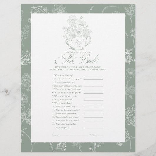 Papier Connaissez-vous bien le jeu de la Fête des mariées (Devant)