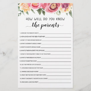 Papier Connaissez-vous bien le jeu de la fête des Parents