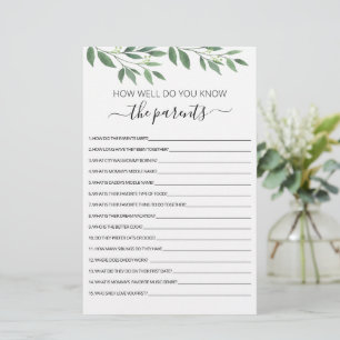 Papier Connaissez-vous bien le jeu de la fête des Parents
